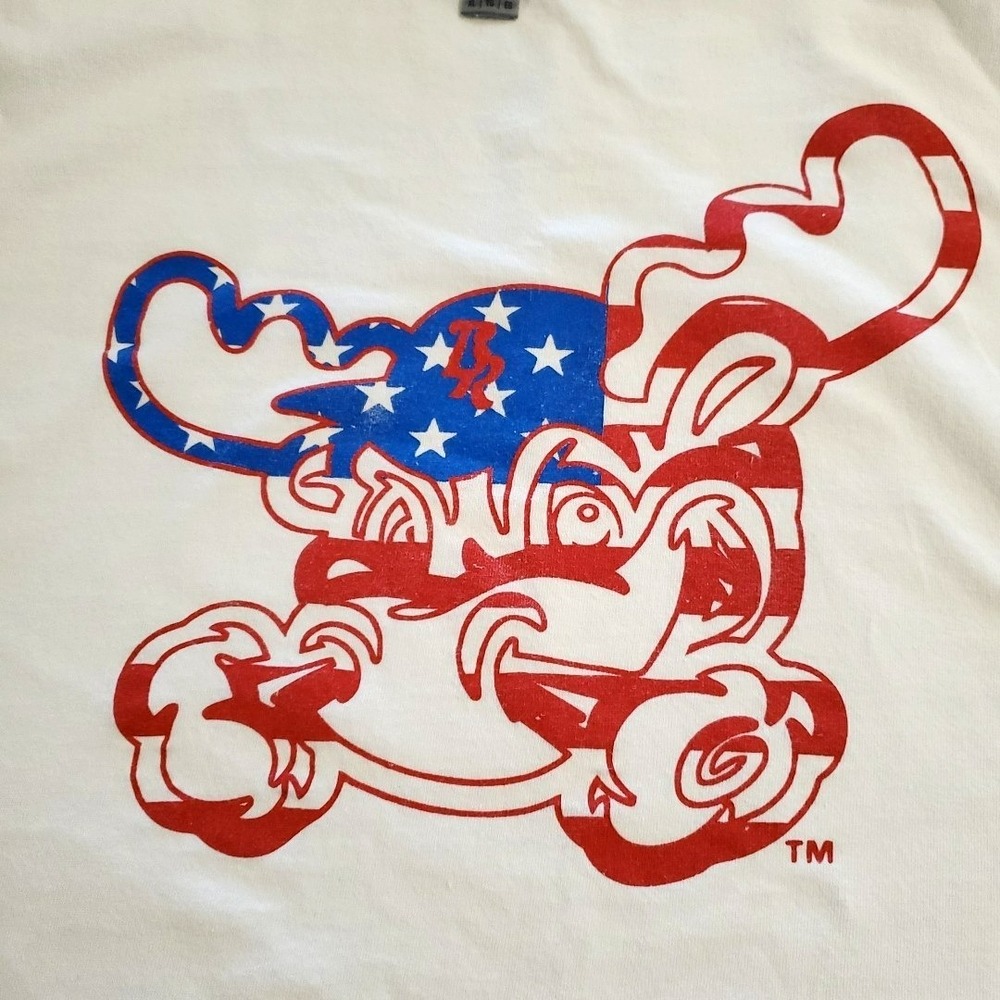 VTG Political T shirt XL Patriotic Bull snorting baseball cap stars and stripes‎